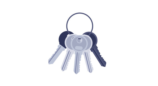 Set of Silver Keys on Keyring for Locks and Security