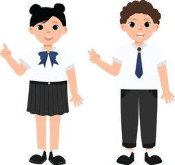 Fototapeta premium Creative doodle-style illustration of two stylized characters in modern outfits