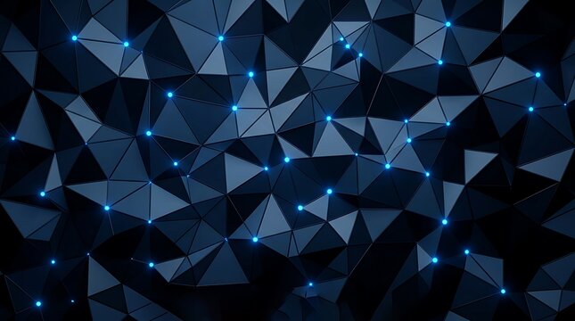 Blue triangle geometric pattern with glowing blue dots connections