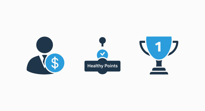 Financial profile verified points first place trophy icons with business achievement illustration verified approved recognition performance competition celebration financial investment