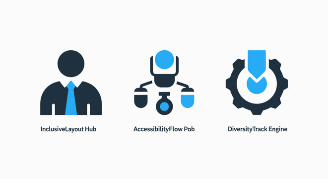 Inclusive design and accessibility technology infrastructure icons with inclusive accessibility diversity technology infrastructure interface business development software connectivity