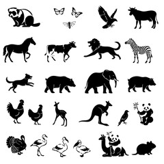 Obraz premium Collection of silhouette animals and insects