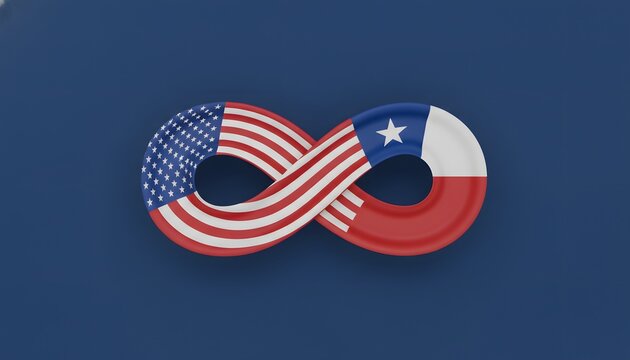 United States Chilean Flag Infinity Symbol on Dark Blue Background