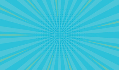 A vibrant turquoise background featuring radiating lines and a central burst effect comic style © Lienjo