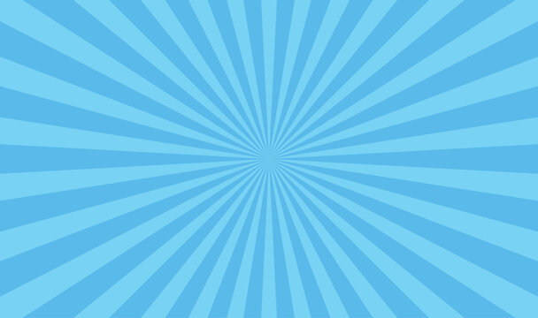 A vibrant light blue radial background featuring numerous straight lines emanating from a central point 