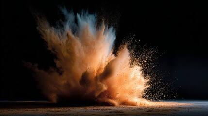 Naklejka premium Bright powder bursts against a dark backdrop, captured mid-air.