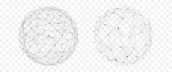 Futuristic digital network spheres and circular data connections on transparent background © ket4up