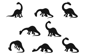 Solid Silhouette Brachiosaurus and Long Neck Dinosaur Set © revpy