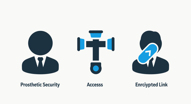 Proactive security access and encrypted link icons set for cybersecurity and digital protection with security cybersecurity encryption proactive protection business corporate information