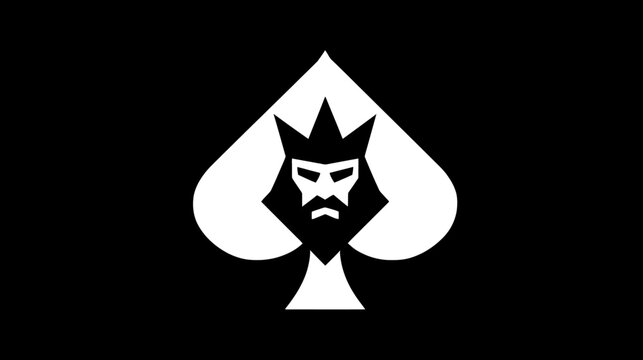 Abstract ace of spades symbol featuring a crowned figurehead design