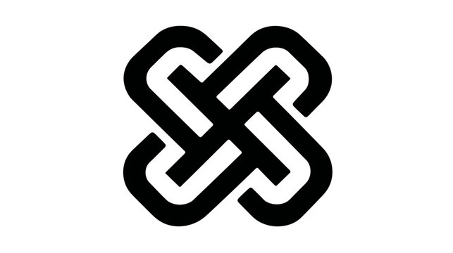 Abstract interwoven geometric symbol on white background for design