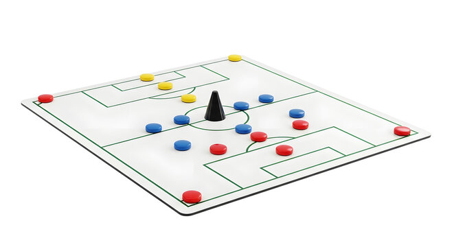 A carrom board with colorful coins and a striker on transparent background