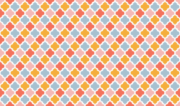 Colorful Moroccan Quatrefoil Seamless Pattern Background