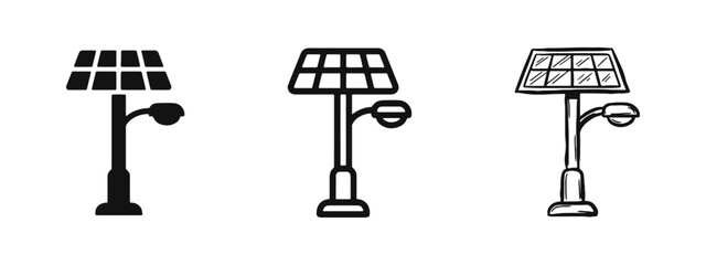 Solar Powered Street Light Renewable Energy Icon © drawing lines