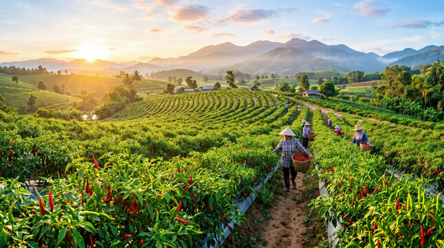 chili field, kebun cabai, perkebunan cabai