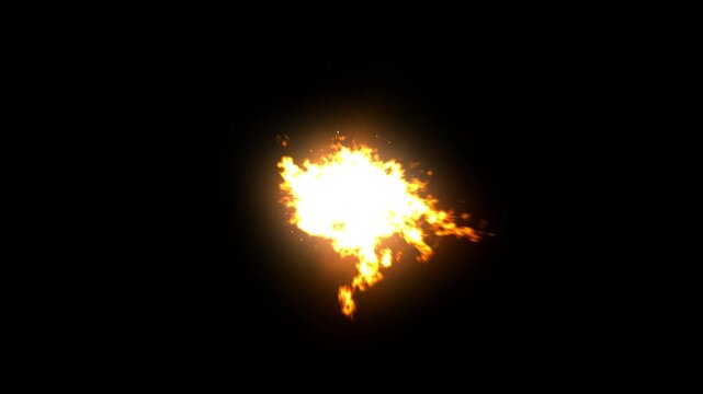 Front view muzzle flash burst of automatic weapon fire