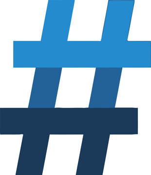 Large Blue Hashtag Symbol Closeup.