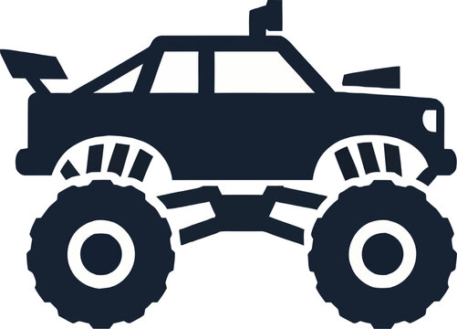 Monster truck vehicle with large tires.