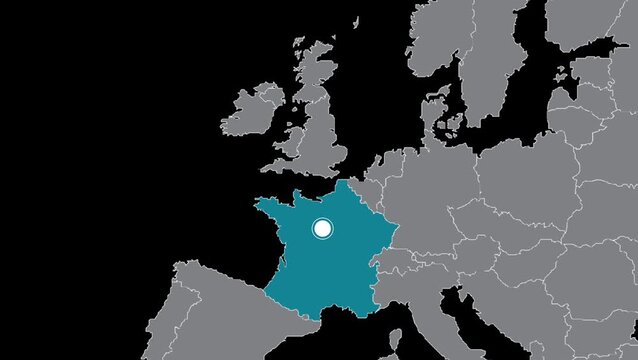 Paris France City Location Map Animation