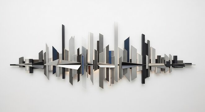 Modern Cityscape Silhouette with Reflective Water Surface.