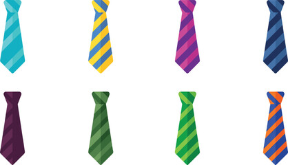 Obraz premium Set of Colorful Diagonal Striped Ties in Various Colors and Patterns for Graphic Design, Fashion, and Digital Media Projects