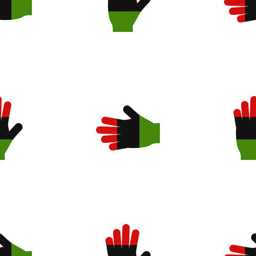 Juneteenth celebration symbol with hands in pan African colors isolated on transparent background