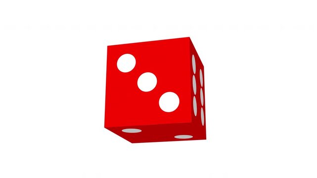 Single Red Casino Die Rotating Through All Six Faces with Alpha