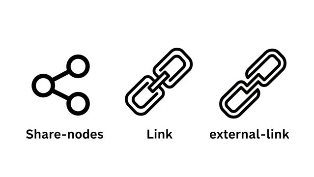 Share nodes link external link icons with connection external hyperlink internet information transfer communication technology connectivity relationship interconnected interdependence