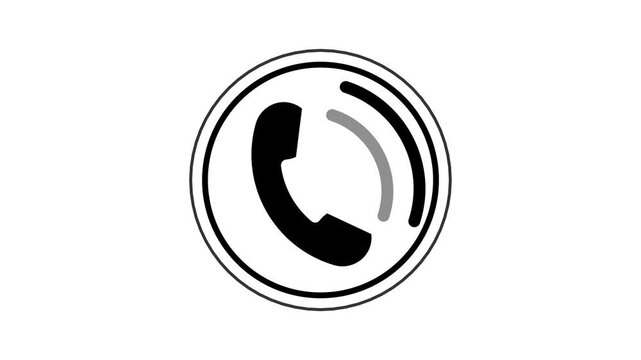 Phone button screen animation - Animated of phone button icon with ringing signal on white background.
