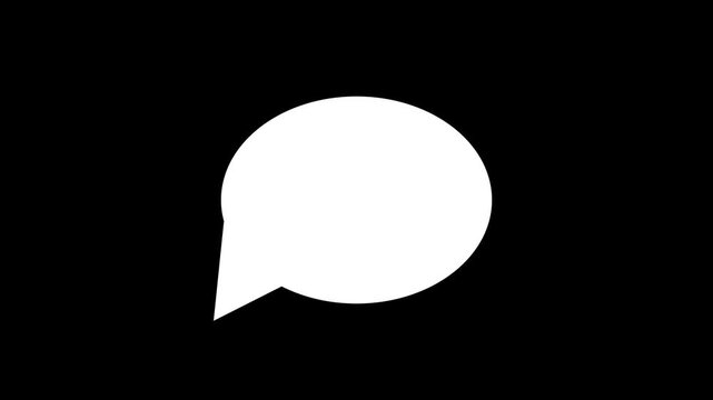 Message chat box speech bubble icon animation on black background.