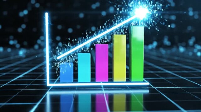 Dynamic 4K Motion Graphic Animation of an Increasing Statistical Graph Icon Representing Financial Growth Data Analytics and Business Success Progress in Modern Digital Style