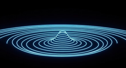 Fototapeta premium Abstract illustration of a glowing blue wave like pattern on a dark background