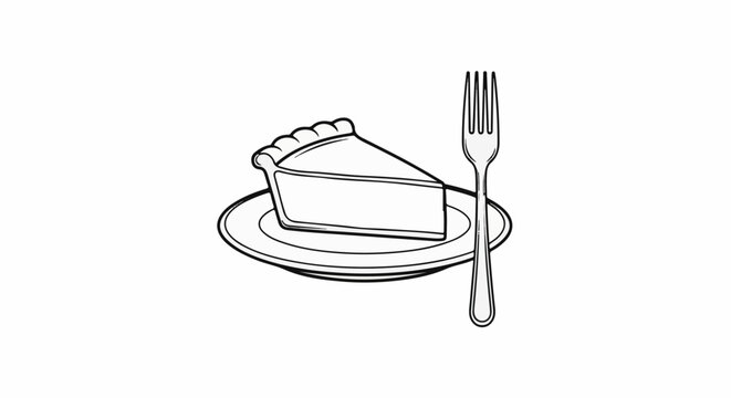 A slice of pie sits on a plate next to a fork, ready to eat