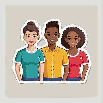 Diverse group of three friends smiling
