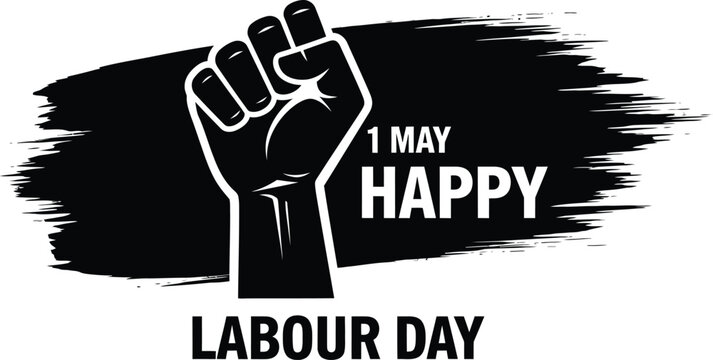A raised fist symbolizes solidarity for international labour day celebration