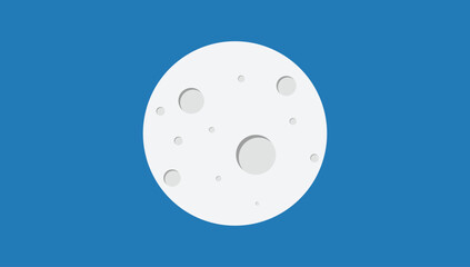 Full Moon with Craters on Blue Night Sky Background in Minimalist Flat Vector Illustration © ASHISH