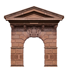 Obraz premium Elements of architecture of buildings, ancient arches, columns and doors, windows and apertures. On the streets in Barcelona, public places.