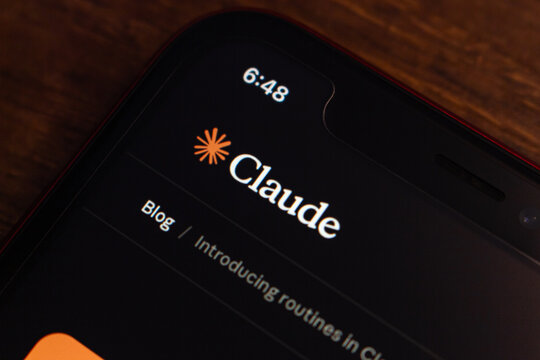 Mexico City, MEXICO - Apr 20 2026 : Close-up Claude logo from official blog webpage by Anthropic.