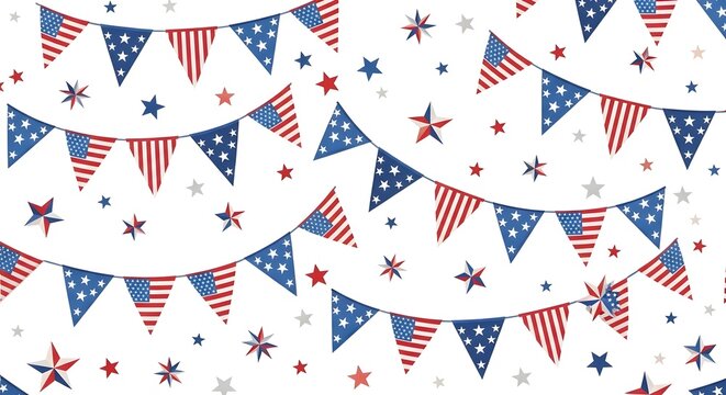 Patriotic memorial day background american flags stars seamless pattern for remembrance