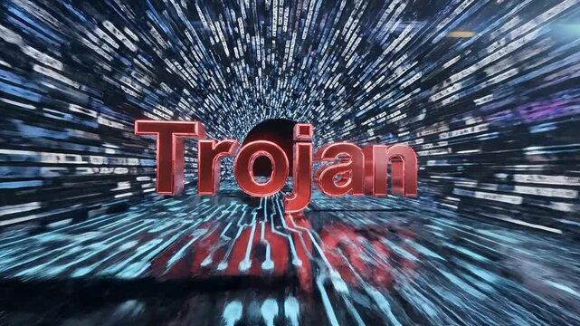 Digital Trojan Horse Concept Illustrating Cyber Security Threat.