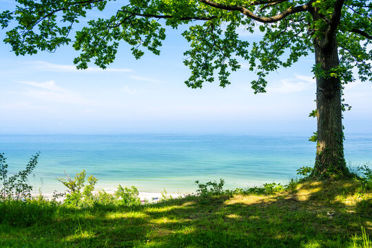 view on Baltic sea from coast in Poland