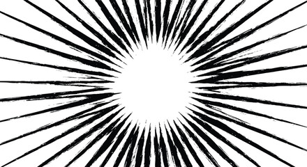 Fototapeta premium Abstract black sunburst explosion with radiating brush lines