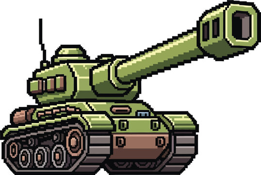 Green Military Tank with Long Barrel.