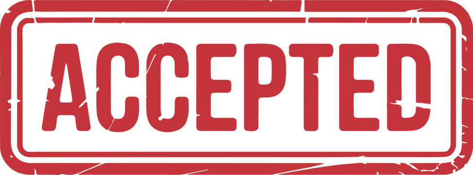 Vintage-style stamp with the word accepted in bold letters