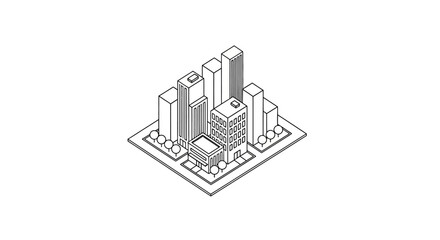 Fototapeta premium Isometric cityscape with modern skyscrapers.