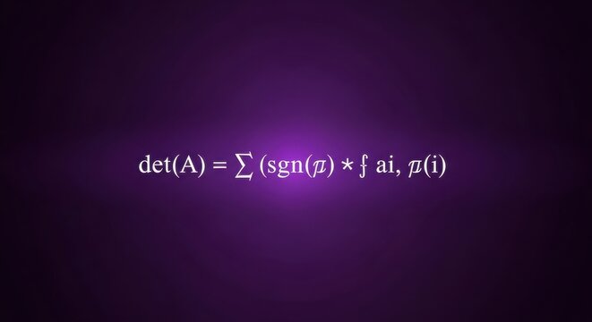 Mathematical equation for determinant calculation on a purple background