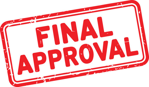 Official final approval stamp on a document or package