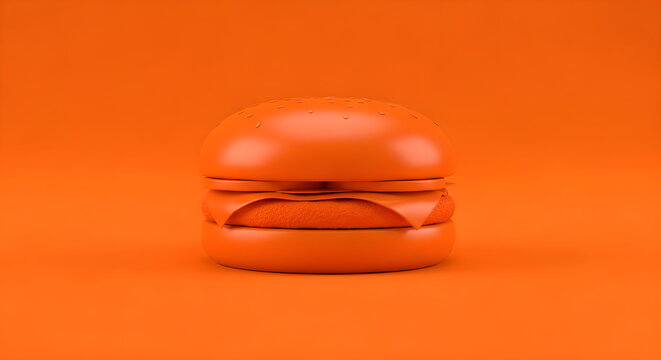 Creative Orange Concept Art of a Cheeseburger 3D Illustration
