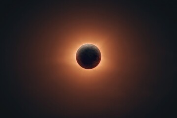Obraz premium Eclipsed moon showing thin corona halo against dark space