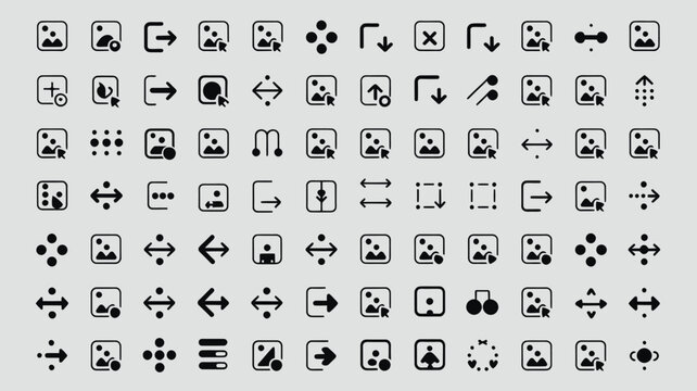 Set of 70 Black UI UX Resize and Image Interaction Vector Icons